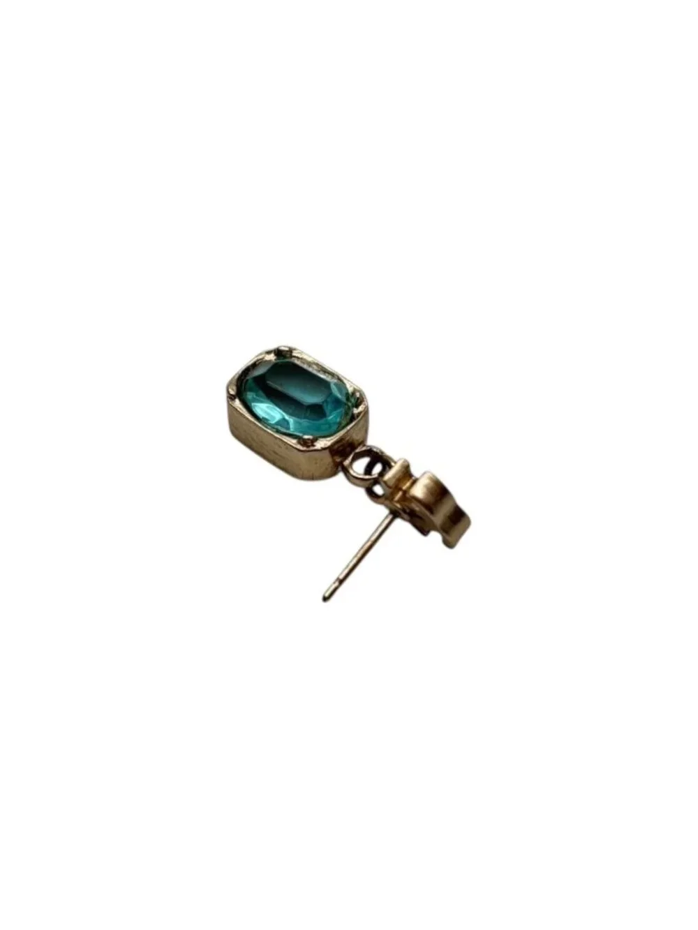 Chanel CC Logo Drop Earrings 07 Rhinestone Metal Gold Plated Blue